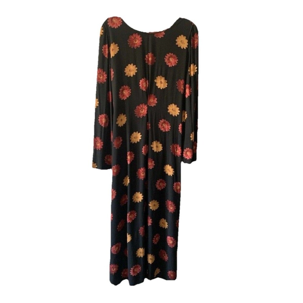 Vintage LIZ CLAIBORNE Long Sleeve Floral Rayon Zip Up Maxi Dress Size 10